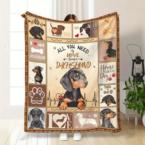 stor fleeceplaid med patchwork-print