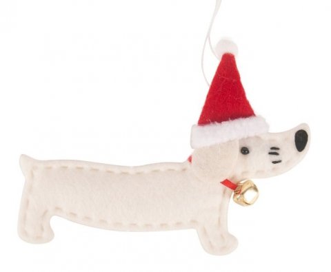 Julegravhund i filt, hvid