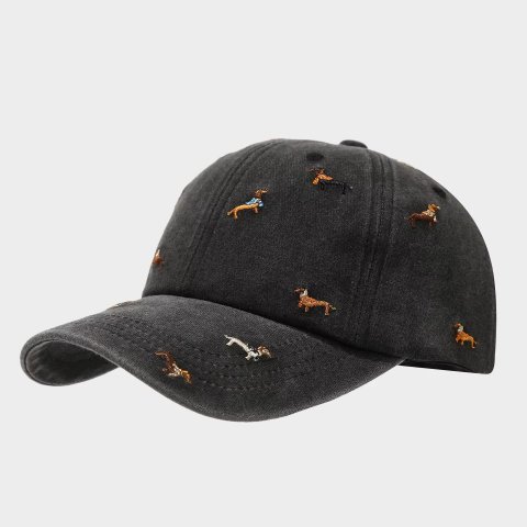 sort Cap broderet m/gravhunde