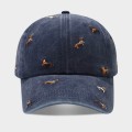 m�rkebl� Cap broderet m/gravhunde