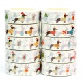 Washi-tape II med julegravhunde, rulle  10 m